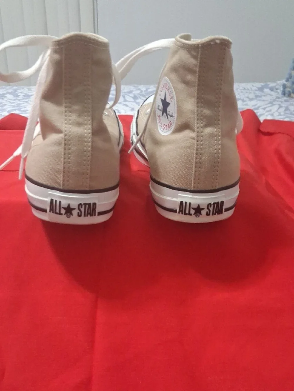 Converse High Top Sneakers in Beige and White, Size 9